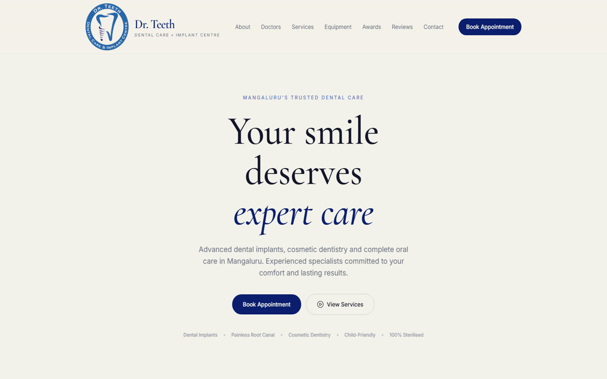 Dr. Teeth Dental Care website