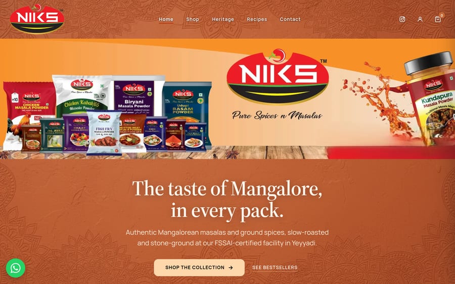 Nik's Masala website