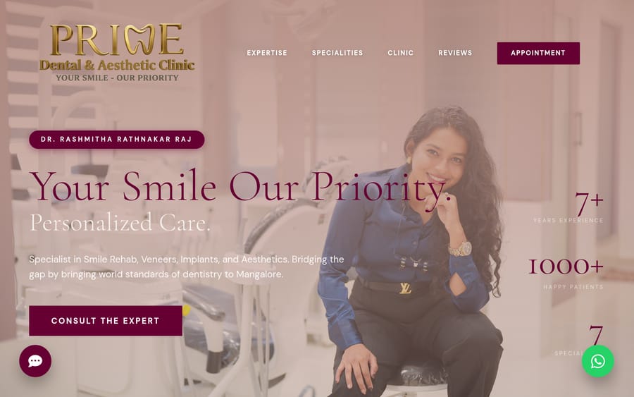 Prime Dental Aesthetic website
